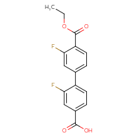 Chemical structure of 4'-(ethoxycarbonyl)-2,3'-difluoro-[1,1'-biphenyl]-4-carboxylic acid - CSSB00150700762
