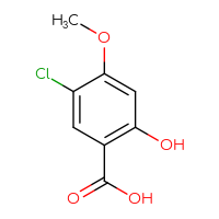 Chemical structure of 5-chloro-2-hydroxy-4-methoxybenzoic acid - CSSB00010076255