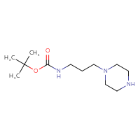 Chemical structure of tert-butyl N-[3-(piperazin-1-yl)propyl]carbamate - CSSB00011296913