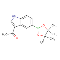 Chemical structure of 1-[5-(4,4,5,5-tetramethyl-1,3,2-dioxaborolan-2-yl)-1H-indol-3-yl]ethan-1-one - CSSB06262260282