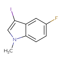 Chemical structure of 5-fluoro-3-iodo-1-methyl-1H-indole - CSSB00011000735
