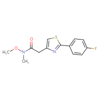 Chemical structure of 2-[2-(4-fluorophenyl)-1,3-thiazol-4-yl]-N-methoxy-N-methylacetamide - CSSB01395045307