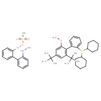 Chemical structure of [2'-(methylamino)-[1,1'-biphenyl]-2-yl]palladio methanesulfonate; dicyclohexyl({2',4'-di-tert-butyl-6'-methoxy-[1,1'-biphenyl]-2-yl})phosphane - CSSB20504703497
