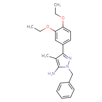 Chemical structure of 1-benzyl-3-(3,4-diethoxyphenyl)-4-methyl-1H-pyrazol-5-amine - CSSB00020652956
