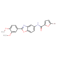 Chemical structure of 5-bromo-N-[2-(3,4-dimethoxyphenyl)-1,3-benzoxazol-5-yl]furan-2-carboxamide - CSSB00121598930