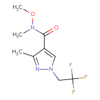 Chemical structure of N-methoxy-N,3-dimethyl-1-(2,2,2-trifluoroethyl)-1H-pyrazole-4-carboxamide - CSSB01997867964