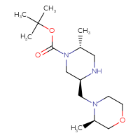Chemical structure of tert-butyl (2R,5S)-2-methyl-5-{[(3R)-3-methylmorpholin-4-yl]methyl}piperazine-1-carboxylate - CSSB00160488661