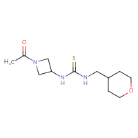 Chemical structure of 3-(1-acetylazetidin-3-yl)-1-[(oxan-4-yl)methyl]thiourea - CSSB21432506219