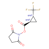 Chemical structure of rac-2,5-dioxopyrrolidin-1-yl (1R,2R)-2-(trifluoromethyl)cyclopropane-1-carboxylate - CSSB02150876017
