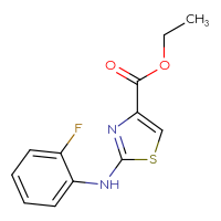 Chemical structure of ethyl 2-[(2-fluorophenyl)amino]-1,3-thiazole-4-carboxylate - CSSB00000641649