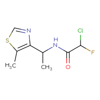 Chemical structure of 2-chloro-2-fluoro-N-[1-(5-methyl-1,3-thiazol-4-yl)ethyl]acetamide - CSSB21332055260