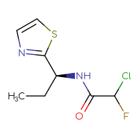 Chemical structure of 2-chloro-2-fluoro-N-[(1S)-1-(1,3-thiazol-2-yl)propyl]acetamide - CSSB21332122928