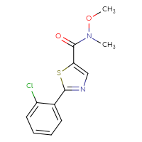 Chemical structure of 2-(2-chlorophenyl)-N-methoxy-N-methyl-1,3-thiazole-5-carboxamide - CSSB00026682857
