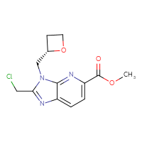 Chemical structure of methyl 2-(chloromethyl)-3-{[(2S)-oxetan-2-yl]methyl}-3H-imidazo[4,5-b]pyridine-5-carboxylate - CSSB14813039648