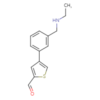 Chemical structure of 4-{3-[(ethylamino)methyl]phenyl}thiophene-2-carbaldehyde - CSSB06590142341