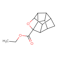 Chemical structure of ethyl 5-oxahexacyclo[5.4.1.0²,⁶.0³,¹⁰.0⁴,⁸.0⁹,¹²]dodecane-4-carboxylate - CSSB15039283908