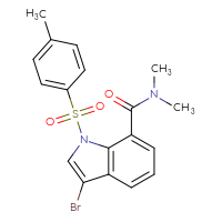 Chemical structure of 3-bromo-N,N-dimethyl-1-(4-methylbenzenesulfonyl)-1H-indole-7-carboxamide - CSSB21291566320