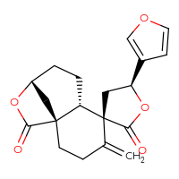 Chemical structure of (1'R,3S,5S,6'S,9'R)-5-(furan-3-yl)-4'-methylidene-10'-oxaspiro[oxolane-3,5'-tricyclo[7.2.1.0¹,⁶]dodecane]-2,11'-dione - CSSB00159262822