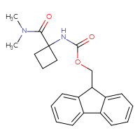 Chemical structure of (9H-fluoren-9-yl)methyl N-[1-(dimethylcarbamoyl)cyclobutyl]carbamate - CSSB01150686789