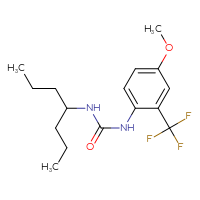 Chemical structure of 3-(heptan-4-yl)-1-[4-methoxy-2-(trifluoromethyl)phenyl]urea - CSSB15618464703