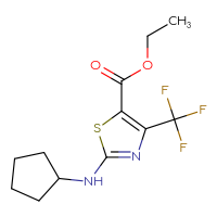 Chemical structure of ethyl 2-(cyclopentylamino)-4-(trifluoromethyl)-1,3-thiazole-5-carboxylate - CSSB00015198461