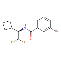 Chemical structure of 3-bromo-N-[(1R)-1-cyclobutyl-2,2-difluoroethyl]benzamide - CSSB02195115073