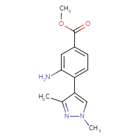 Chemical structure of methyl 3-amino-4-(1,3-dimethyl-1H-pyrazol-4-yl)benzoate - CSSB05532401946