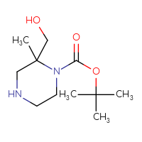 Chemical structure of tert-butyl 2-(hydroxymethyl)-2-methylpiperazine-1-carboxylate - CSSB00040799104