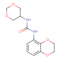 Chemical structure of 1-(2,3-dihydro-1,4-benzodioxin-5-yl)-3-(1,3-dioxan-5-yl)urea - CSSB21432447909