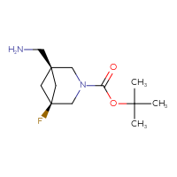 Chemical structure of tert-butyl (1r,5r)-1-(aminomethyl)-5-fluoro-3-azabicyclo[3.1.1]heptane-3-carboxylate - CSSB06441478430