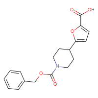 Chemical structure of 5-{1-[(benzyloxy)carbonyl]piperidin-4-yl}furan-2-carboxylic acid - CSSB06644203366