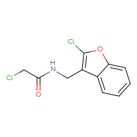 Chemical structure of 2-chloro-N-[(2-chloro-1-benzofuran-3-yl)methyl]acetamide - CSSB01917254372