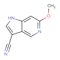 Chemical structure of 6-methoxy-1H-pyrrolo[3,2-c]pyridine-3-carbonitrile - CSSB00009872982