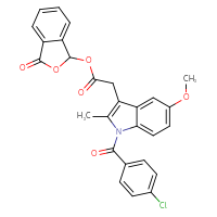 Chemical structure of 3-oxo-1,3-dihydro-2-benzofuran-1-yl 2-[1-(4-chlorobenzoyl)-5-methoxy-2-methyl-1H-indol-3-yl]acetate - CSSB00025767353