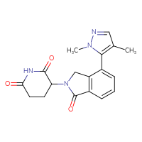 Chemical structure of 3-[4-(1,4-dimethyl-1H-pyrazol-5-yl)-1-oxo-2,3-dihydro-1H-isoindol-2-yl]piperidine-2,6-dione - CSSB03527808673