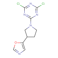 Chemical structure of 2,4-dichloro-6-[3-(1,3-oxazol-5-yl)pyrrolidin-1-yl]-1,3,5-triazine - CSSB07156433001