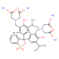 Chemical structure of tetrasodium 2-[({3-[3-(3-{[bis(carboxylatomethyl)amino]methyl}-4-hydroxy-2-methyl-5-(propan-2-yl)phenyl)-1,1-dioxo-3H-2,1λ⁶-benzoxathiol-3-yl]-6-hydroxy-2-methyl-5-(propan-2-yl)phenyl}methyl)(carboxylatomethyl)amino]acetate - CSSB02125556033
