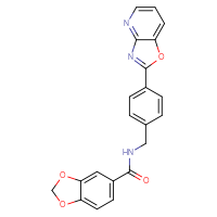 Chemical structure of N-[(4-{[1,3]oxazolo[4,5-b]pyridin-2-yl}phenyl)methyl]-2H-1,3-benzodioxole-5-carboxamide - CSSB00121598925