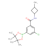 Chemical structure of 3-chloro-N-(3-methylcyclobutyl)-5-(4,4,5,5-tetramethyl-1,3,2-dioxaborolan-2-yl)benzamide - CSSB02526884930