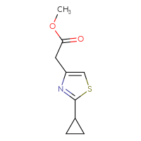 Chemical structure of methyl 2-(2-cyclopropyl-1,3-thiazol-4-yl)acetate - CSSB00011242172