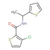 Chemical structure of 3-chloro-N-[1-(thiophen-2-yl)ethyl]thiophene-2-carboxamide - CSSB00740471287