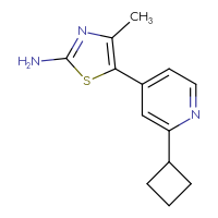 Chemical structure of 5-(2-cyclobutylpyridin-4-yl)-4-methyl-1,3-thiazol-2-amine - CSSB00015188023