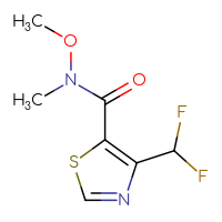 Chemical structure of 4-(difluoromethyl)-N-methoxy-N-methyl-1,3-thiazole-5-carboxamide - CSSB01991457627