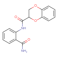 Chemical structure of N-(2-carbamoylphenyl)-2,3-dihydro-1,4-benzodioxine-2-carboxamide - CSSB00026764713
