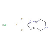 Chemical structure of 2-(trifluoromethyl)-4H,5H,6H,7H-pyrazolo[1,5-a]pyrazine hydrochloride - CSSB00025774011
