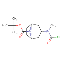 Chemical structure of tert-butyl (1R,3R,5S)-3-[(chlorocarbonyl)(methyl)amino]-8-azabicyclo[3.2.1]octane-8-carboxylate - CSSB00154570345