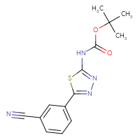 Chemical structure of tert-butyl N-[5-(3-cyanophenyl)-1,3,4-thiadiazol-2-yl]carbamate - CSSB06454657723