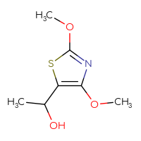 Chemical structure of 1-(2,4-dimethoxy-1,3-thiazol-5-yl)ethan-1-ol - CSSB00015033319