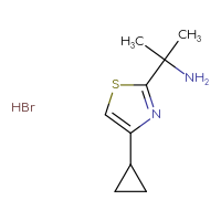 Chemical structure of 2-(4-cyclopropyl-1,3-thiazol-2-yl)propan-2-amine hydrobromide - CSSB07254836565