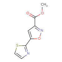Chemical structure of methyl 5-(1,3-thiazol-2-yl)-1,2-oxazole-3-carboxylate - CSSB00010369257